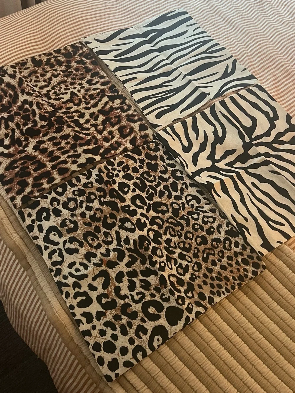 4 Throw Pillows - Animal Print Set- Leopard & Zebra 17 inch